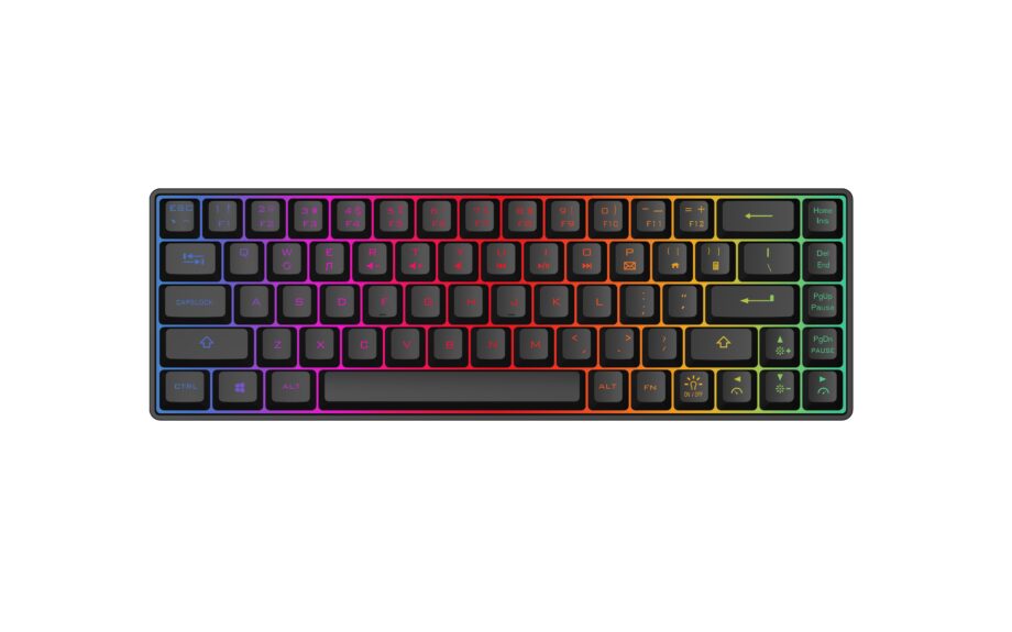 Custom 68-Key RGB Backlit Wireless Ergonomic Keyboard Aluminum Blue Switches USB Interface Compatible PC Gaming for Desktop