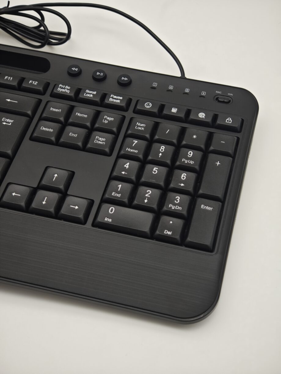 Ergonomic 108-Key Wired Keyboard Full-Size Office Keyboard  Multimedia Controls for PC and Laptop